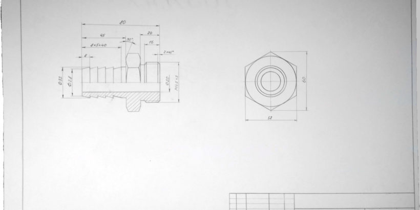Чертеж штуцера с резьбой